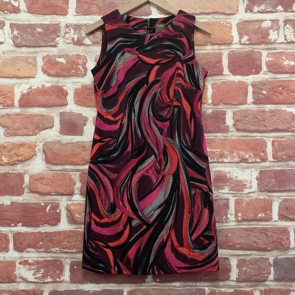 Taylor Dresses & Skirts - Taylor Dress Women's Size 8 Multicolor Artsy Abstract Casual Work Office Zip Up